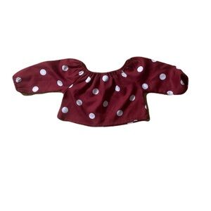 Burgundy Polka Dot Off-Shoulder Kids Top